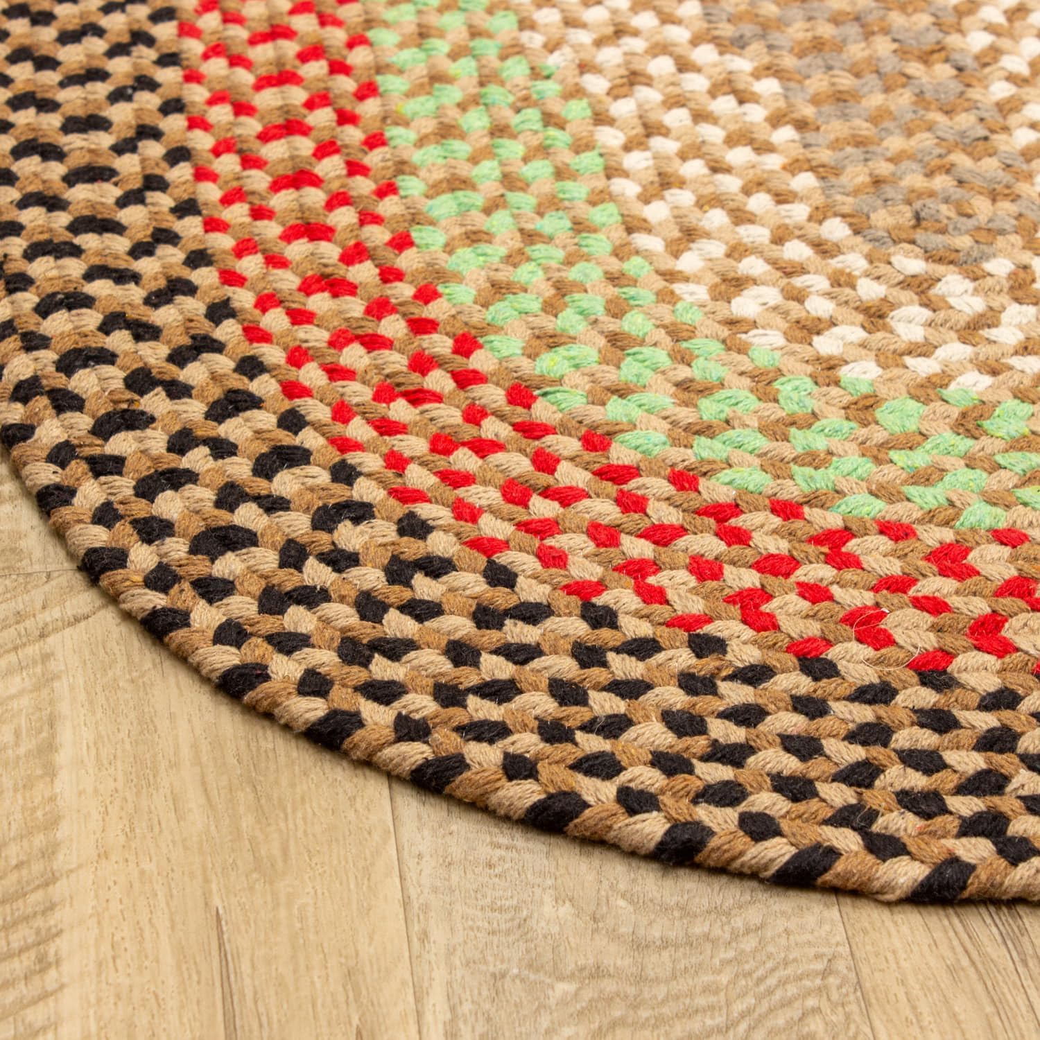 Super Area Rugs Alfombra trenzada ovalada ovalada de 4 x 6 pies, color marrón, rojo y verde, para dormitorios y salas de estar estilo rural