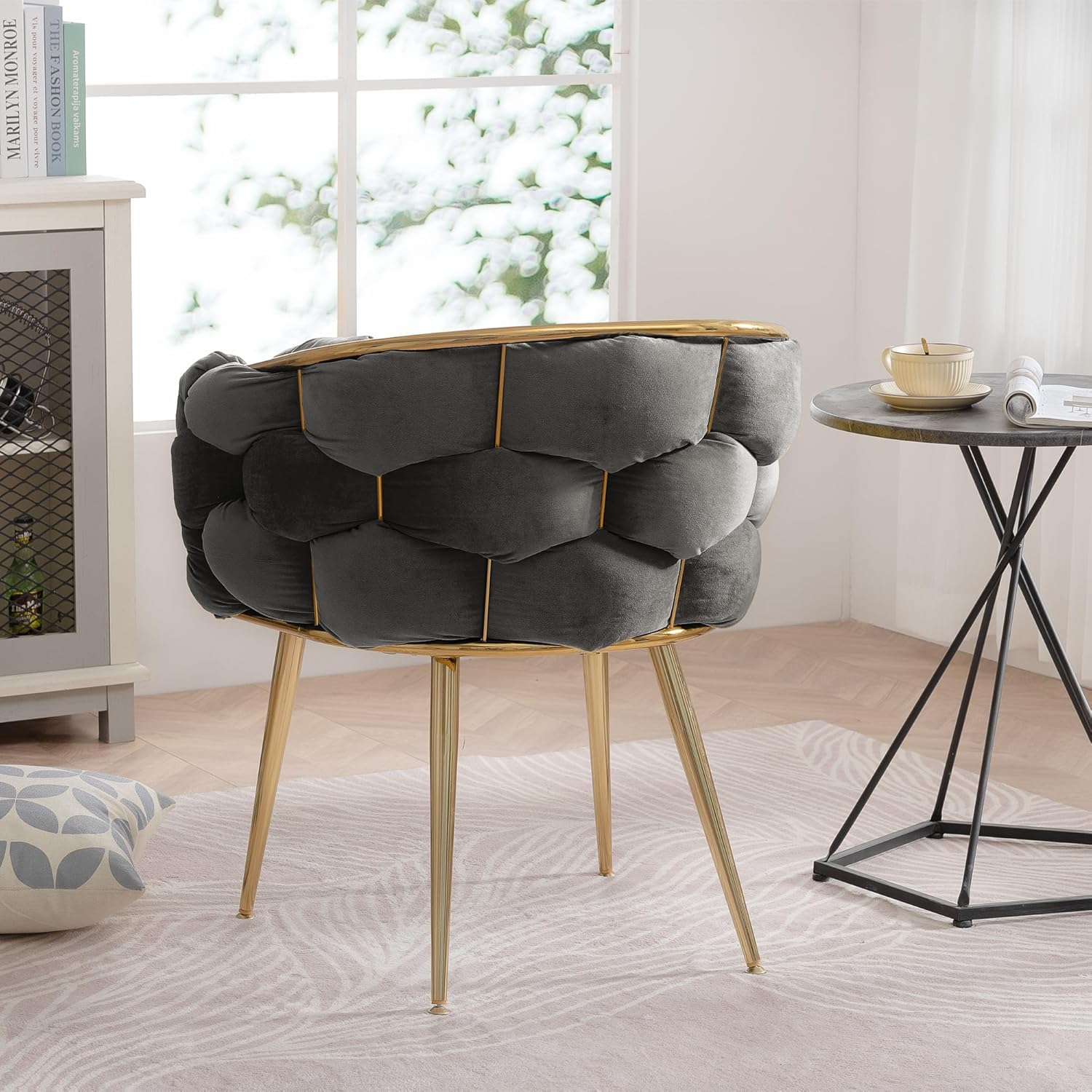 INMOZATA Silla decorativa de terciopelo moderna para dormitorio, silla de comedor para sala de estar, sofá individual, decoración de muebles,