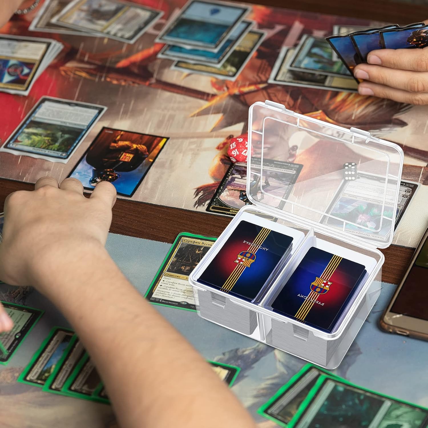 Caja de almacenamiento de 300 tarjetas compatible con MTG TCG, caja de almacenamiento de tarjetas coleccionables de plástico transparente con