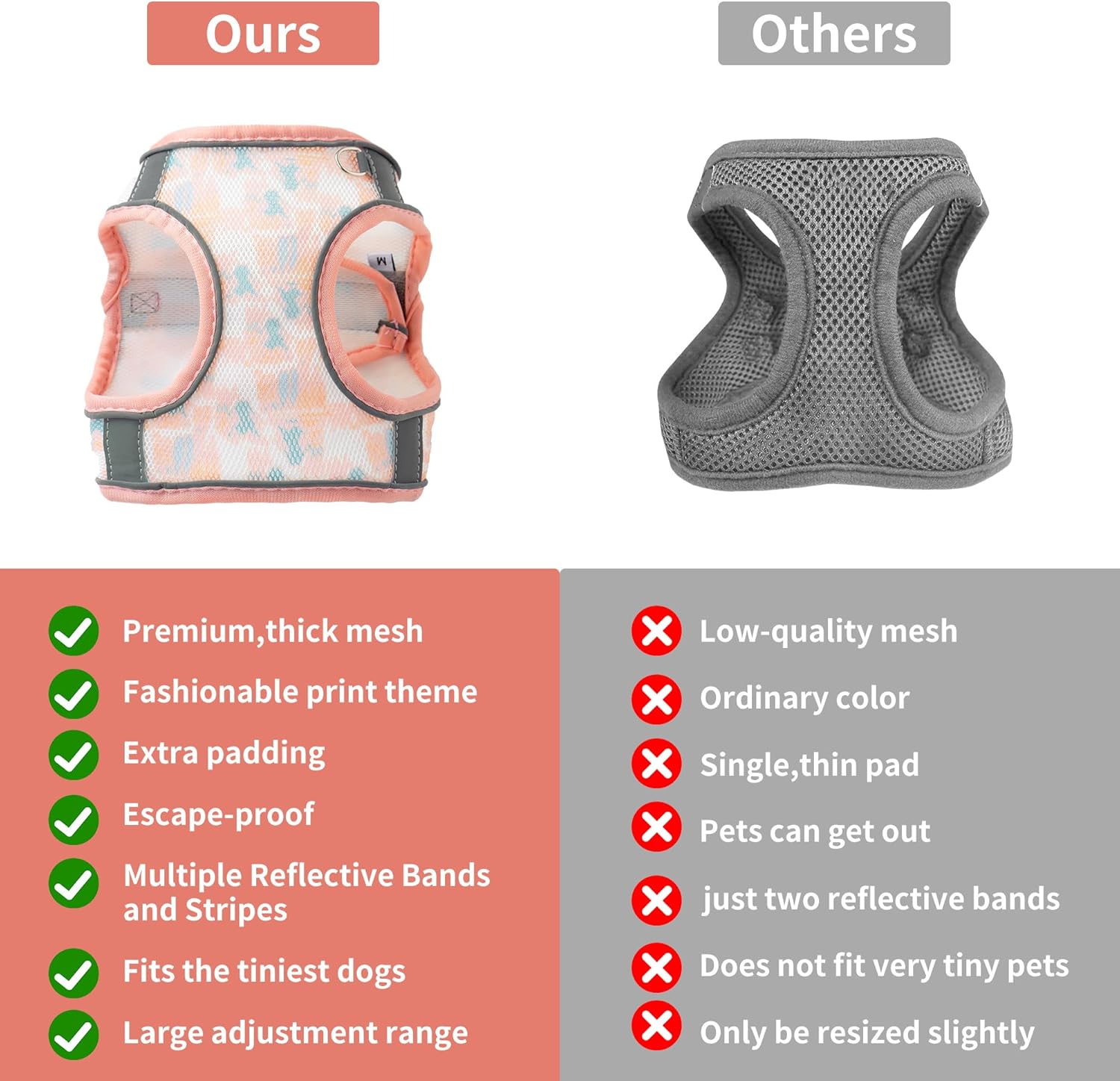 Step in – Juego de arnés y correa para perro, arnés de chaleco suave de verano con estampado floral, reflectante ajustable sin tirones, arnés para