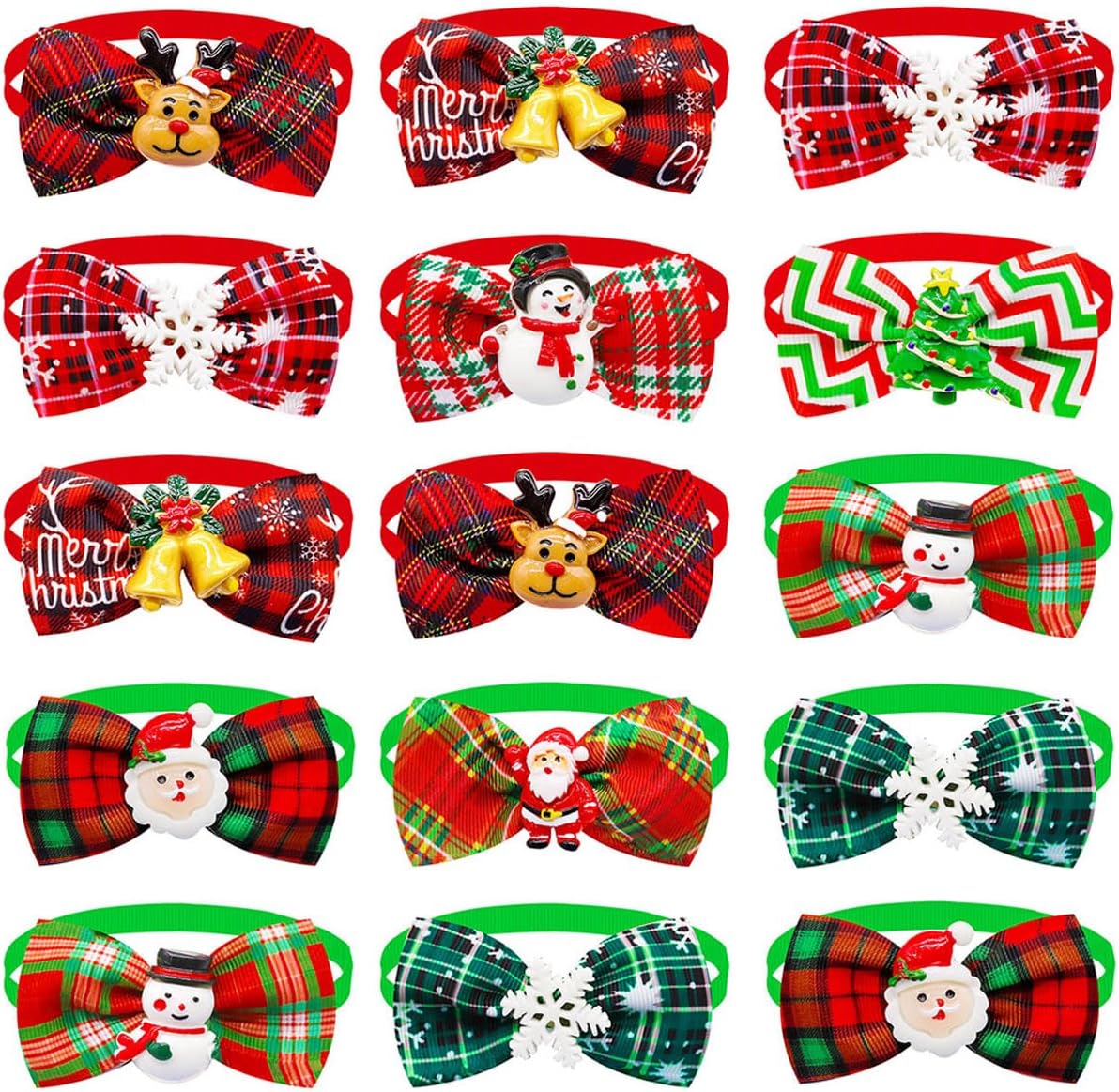 Petunny 10 pajaritas de Navidad para perros, collar de Navidad ajustable para perro, Papá Noel, para decoración de perros, gatos (color al azar)