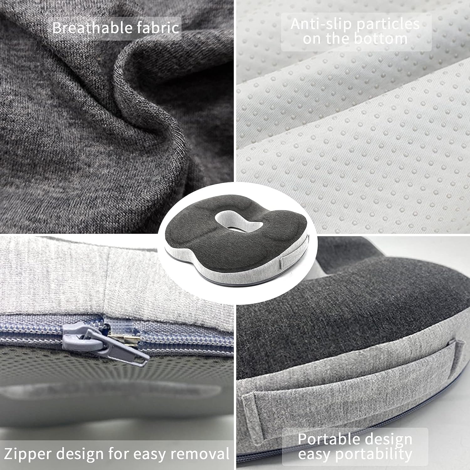 HomeToDou Cojín de asiento de coxis, cojín de hemorroides de coxis, alivio del dolor para llagas y ciática, almohada de espuma viscoelástica suave