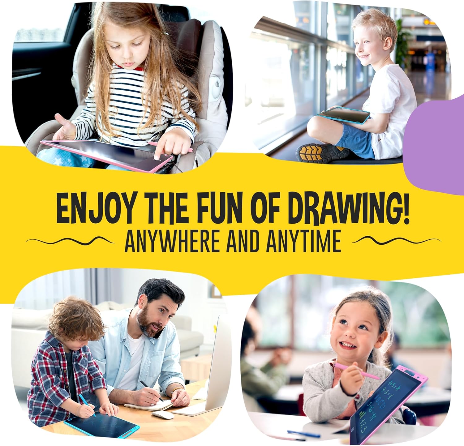 Essy Tableta de escritura LCD de 12 pulgadas para niños, tableta de dibujo para niños, tableta de dibujo LCD para niños pequeños, tableta de