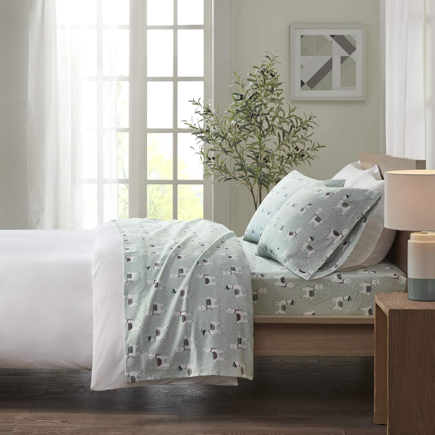 Sleep Philosophy – Juego de sábanas True North de franela de 100% algodón, ultrasuaves y bonitas, con estampado temático para clima frío, color de