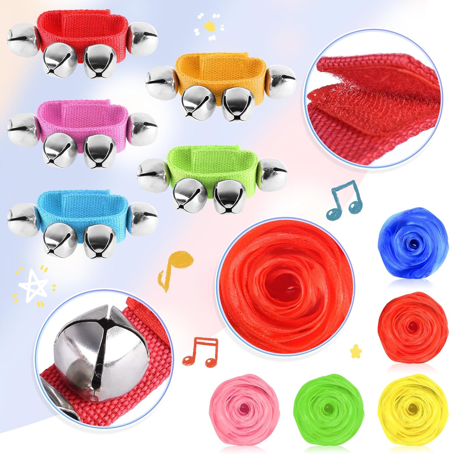 Auidy_6TXD 60 piezas de instrumentos musicales de huevo de Pascua, recuerdo de fiesta musical para niños, juguete de percusión, cascabeles de