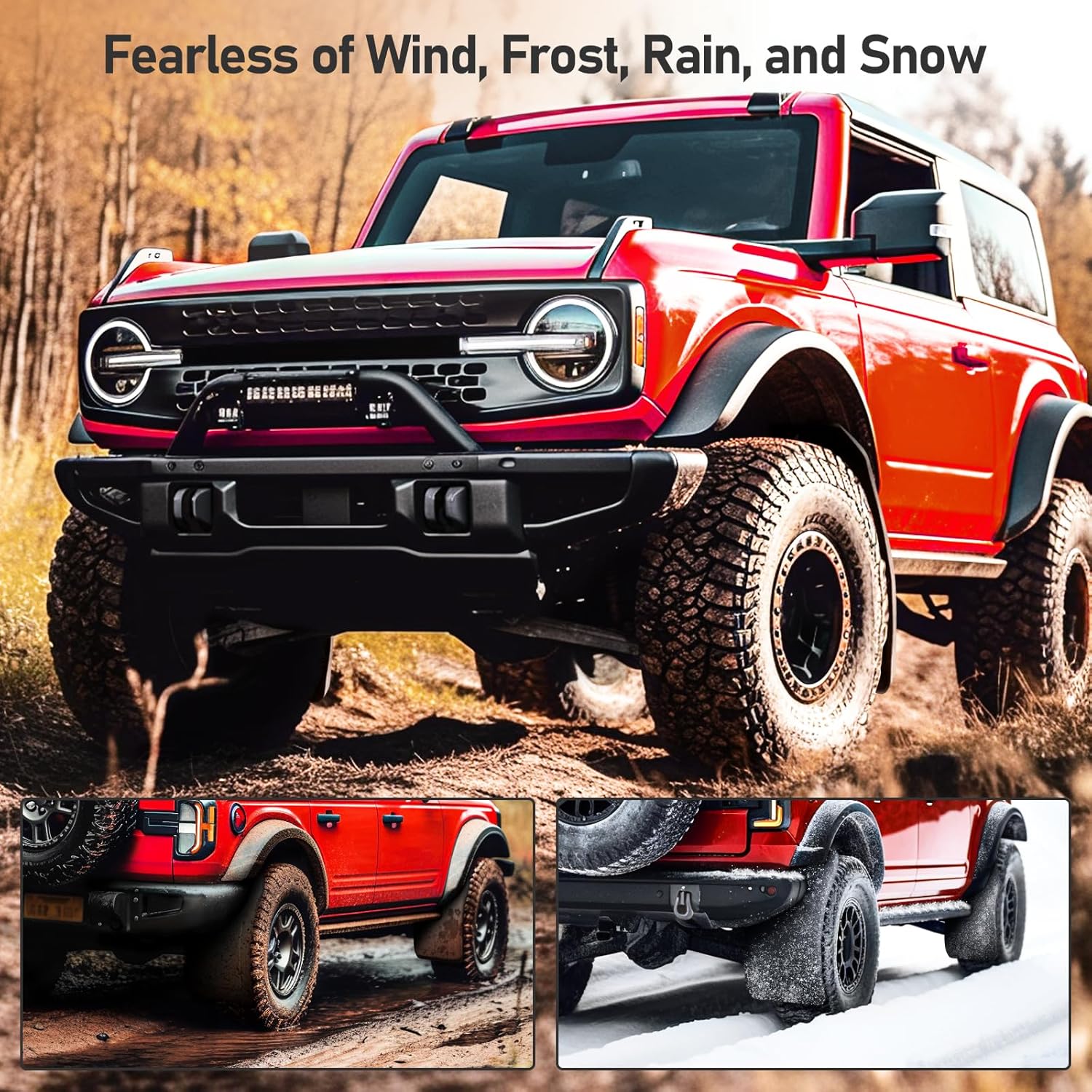 LEPZ Aletas de barro para accesorios Ford Bronco 2021 2022 2023, protectores contra salpicaduras fáciles de instalar para accesorios exteriores