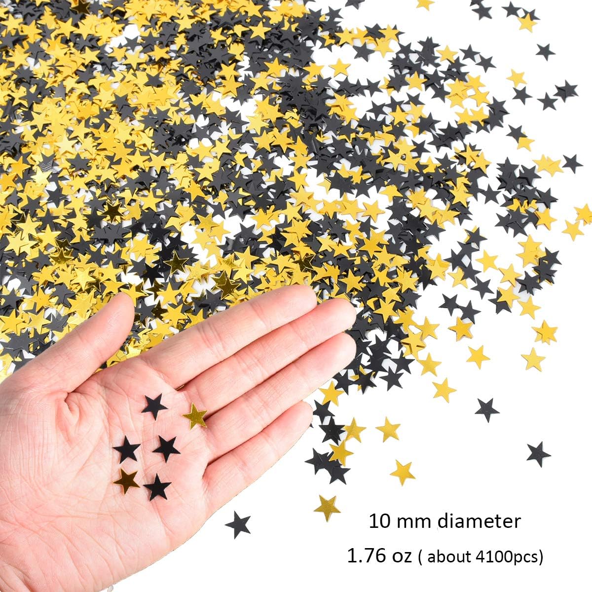 Confeti de estrella negro dorado brillante confeti de mesa para bodas, fiestas, vacaciones, decoración de manualidades, 1.76 oz (alrededor de 4100
