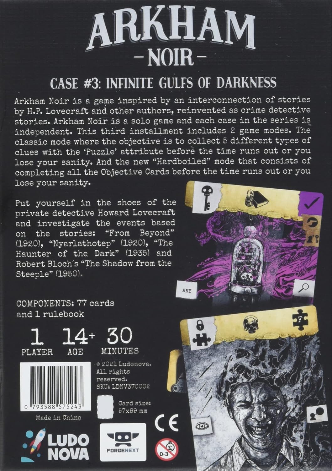 Arkham Noir – Estuche para juego de cartas 3 Infinite Gulfs of Darkness, juego de cartas misterioso, emocionante juego de aventuras para adultos y