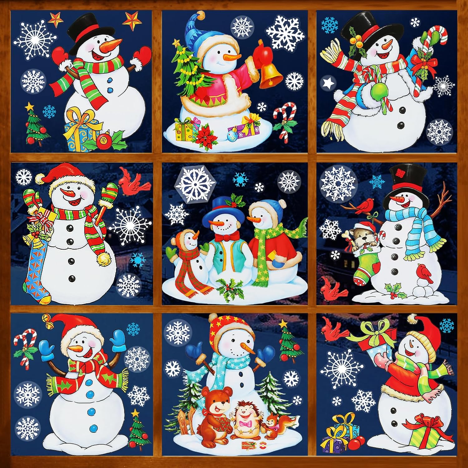 Adhesivos de ventana de Navidad para ventanas de vidrio, muñeco de nieve, calcomanías de ventana de Navidad para ventanas de vidrio, decoraciones de