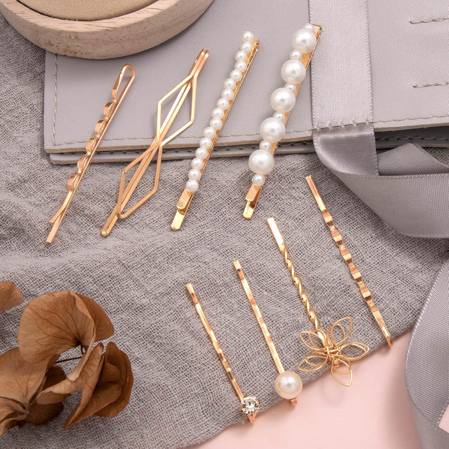 24 horquillas de perlas para el cabello, pinzas decorativas de perlas para el cabello, pinzas de perlas de metal para el cabello, pinzas para el