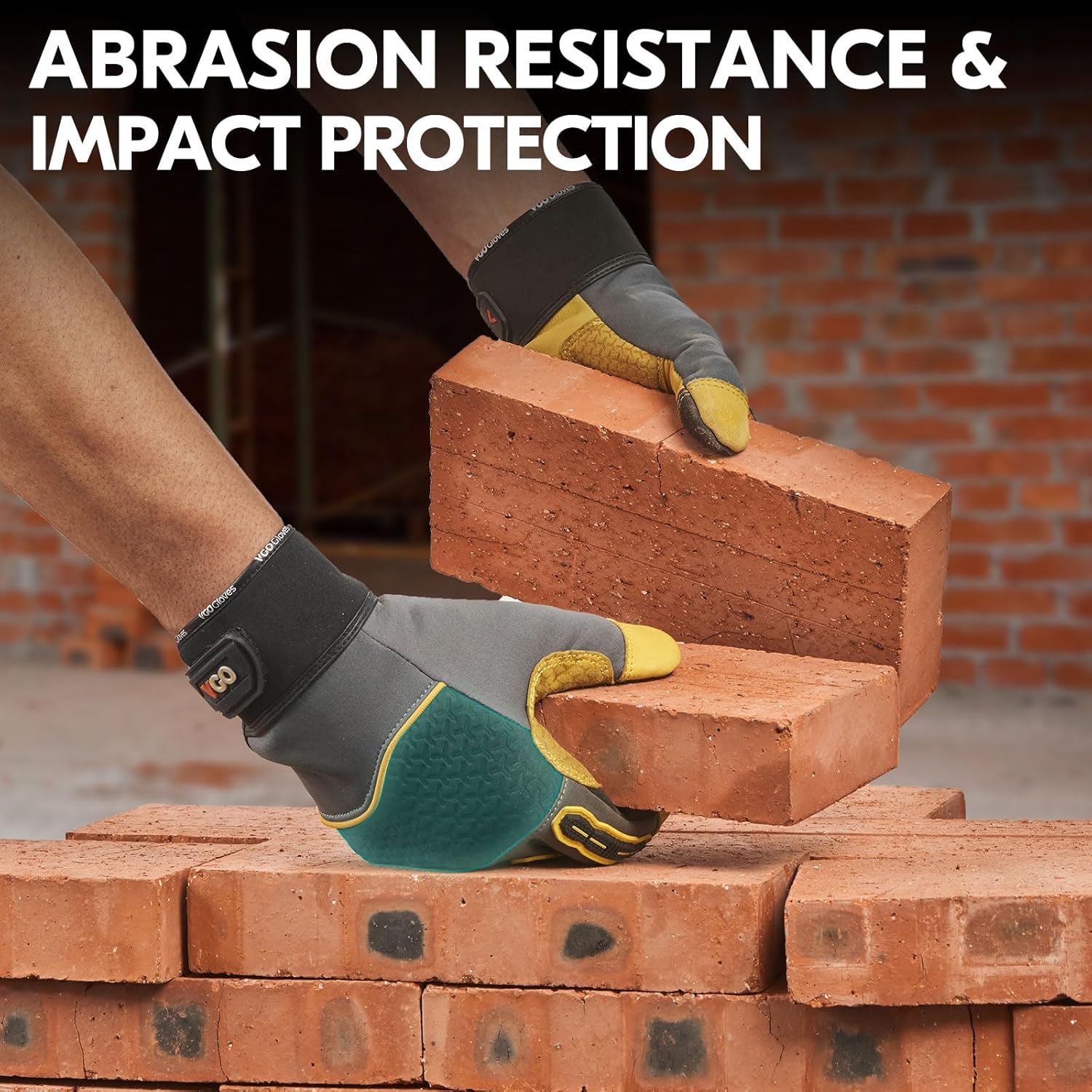 Vgo… Guantes de trabajo de cuero de vaca para hombre, guantes de jardinería de cuero, guantes de protección para el patio, guantes de protección