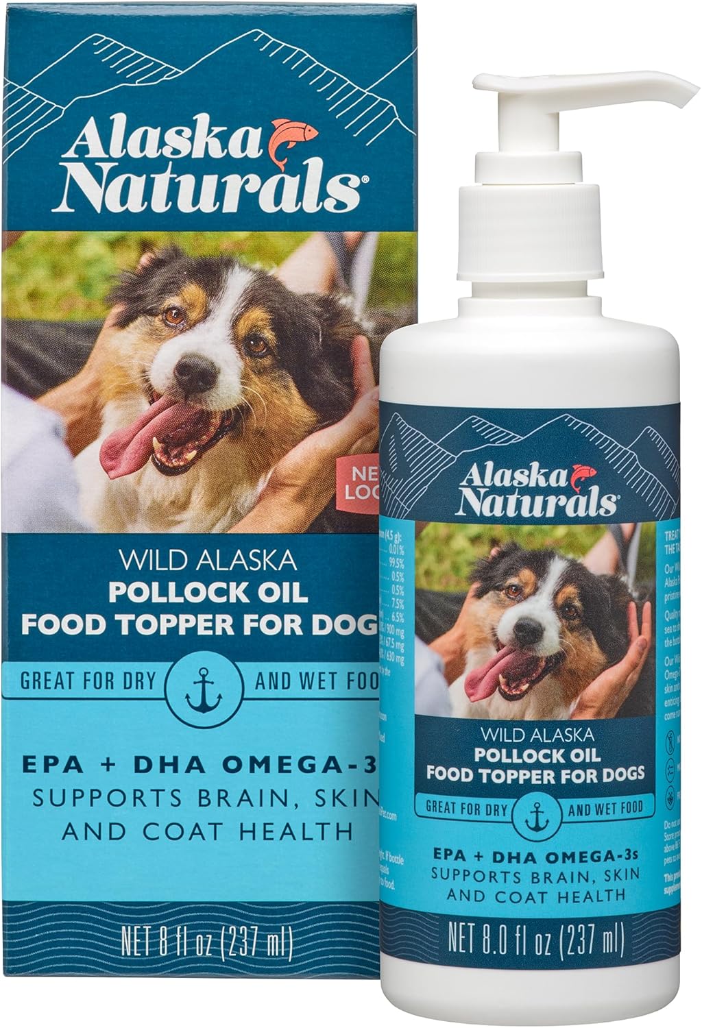 Alaska Naturals Aceite de abadejo salvaje de Alaska para perros – EPA y DHA Omega-3 – Suplemento para piel sana, pelaje brillante – capturado en la