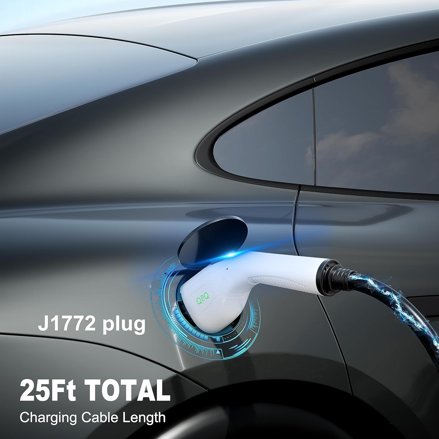 QPQ Cargador de nivel 2 ev de 48 amperios cargador EV nivel 2 NEMA 14-50 ev Cargadores para el hogar Nivel 2 Cargador de coche eléctrico Cable de 25