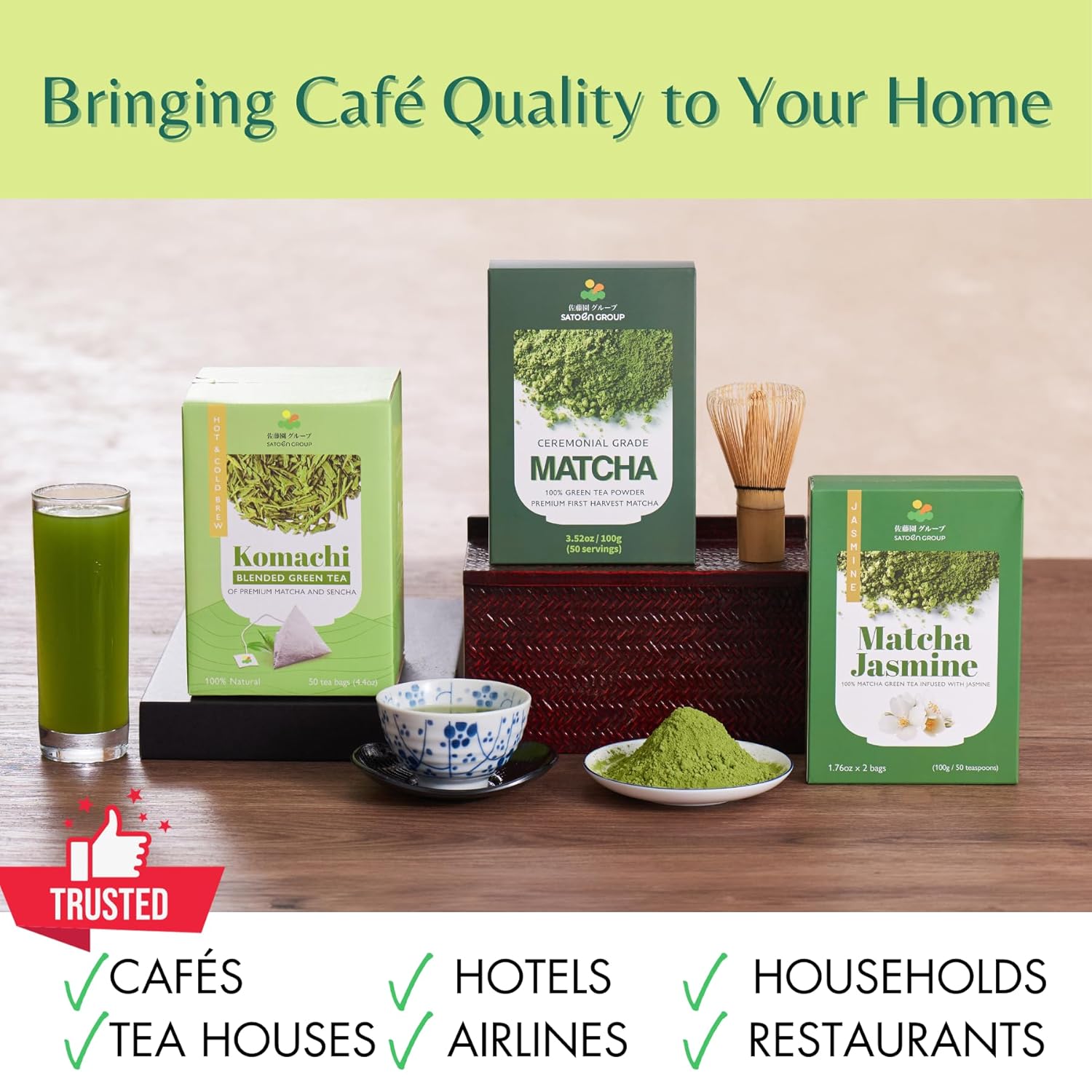 Satoen sabor a jazmín Matcha grado ceremonial  Máquina de té japonesa  Polvo de té verde Matcha grado ceremonial de primera cosecha premium con