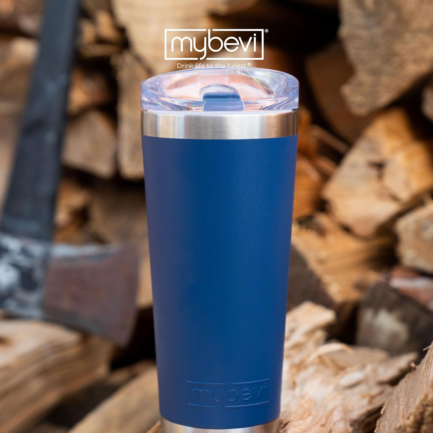Vaso de viaje clásico de acero inoxidable con aislamiento de alta calidad (azul marino, 26 onzas)