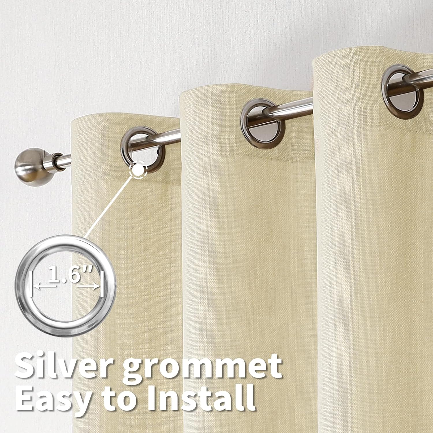 BGment Cortinas de 54 pulgadas de largo, juego de 2 paneles para dormitorio, con ojales, aspecto de lino grueso, arpillera texturizada, filtrado de