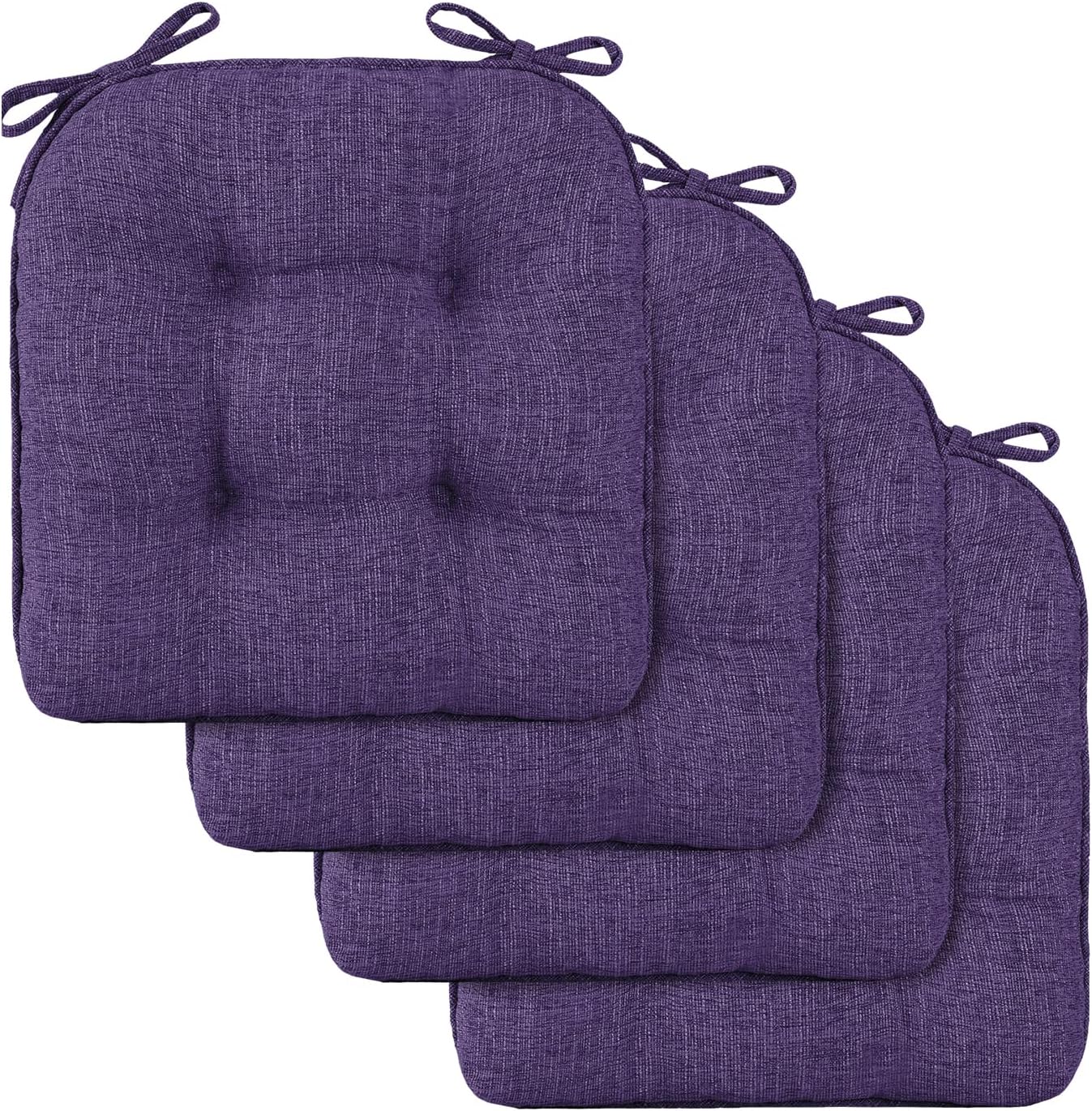 downluxe Cojines para sillas de interior para sillas de comedor, almohadillas de espuma viscoelástica texturizadas para sillas de cocina con lazos y