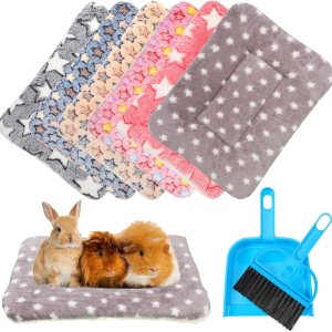 6 piezas de cama de conejillo de indias de felpa para hámster, cama de conejo, almohadillas para dormir con cepillo de limpieza para chinchilla, 6 piezas de cama de conejillo de indias de felpa para hámster, cama de conejo, almohadillas para dormir con cepillo de limpieza para chinchilla,
