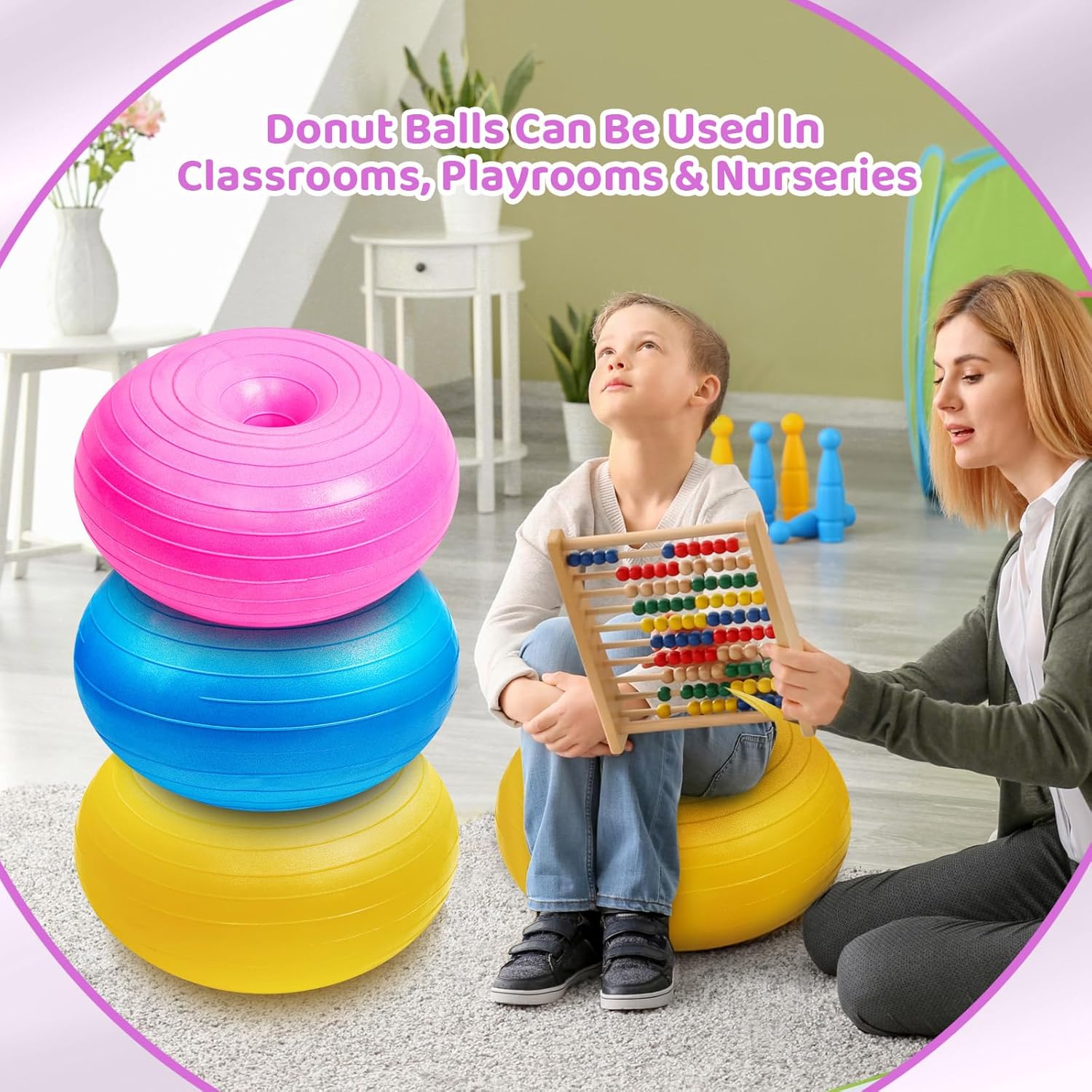 Lewtemi Asiento flexible para el aula, sillas de pelota de yoga elementales de Navidad, regalo para niños, entrenador de equilibrio de estabilidad,