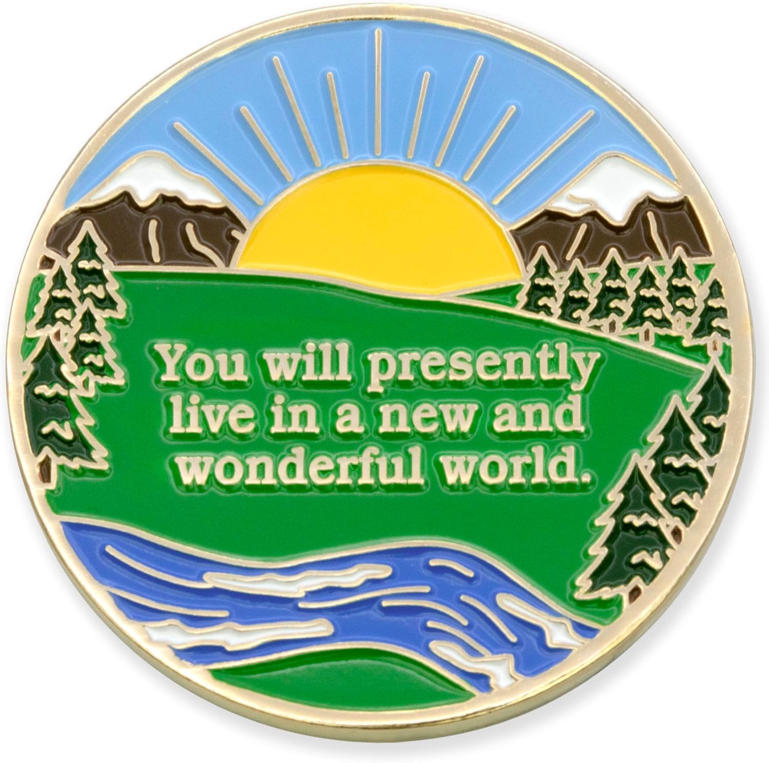 6 meses Sobriety Mint Winding River Gold Plated AA Recovery MedallónChipToken