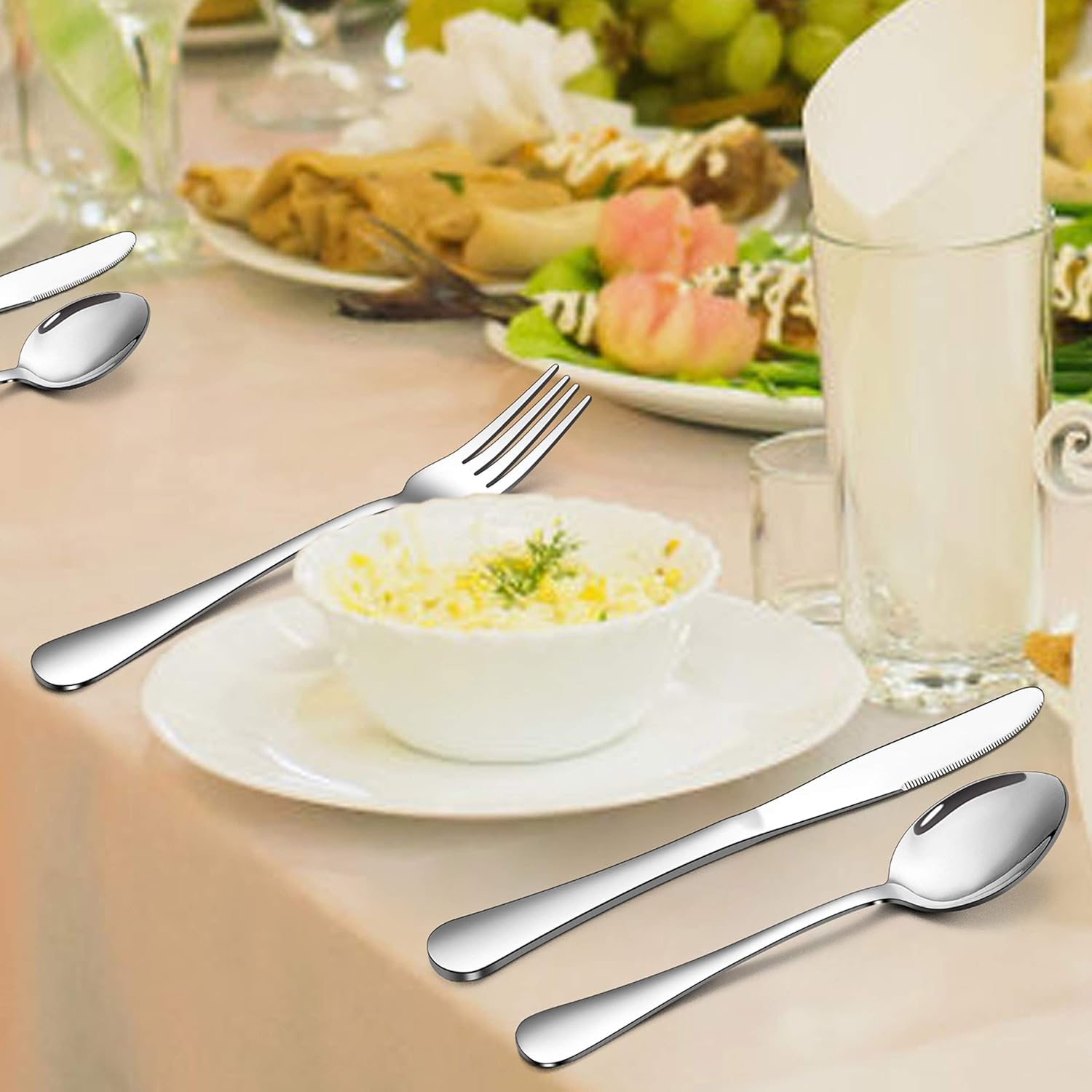 Homikit Juego de cubiertos de 30 piezas para 6, utensilios de cocina de acero inoxidable, incluye cuchilloscucharastenedores, vajilla para el hogar,