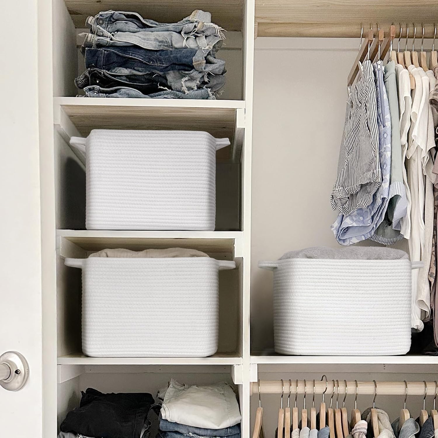 INDRESSME Paquete de 3 cestas de almacenamiento tejidas para organizar, cestas para regalos vacías, cesta de juguetes de bebé para niños, cestas de