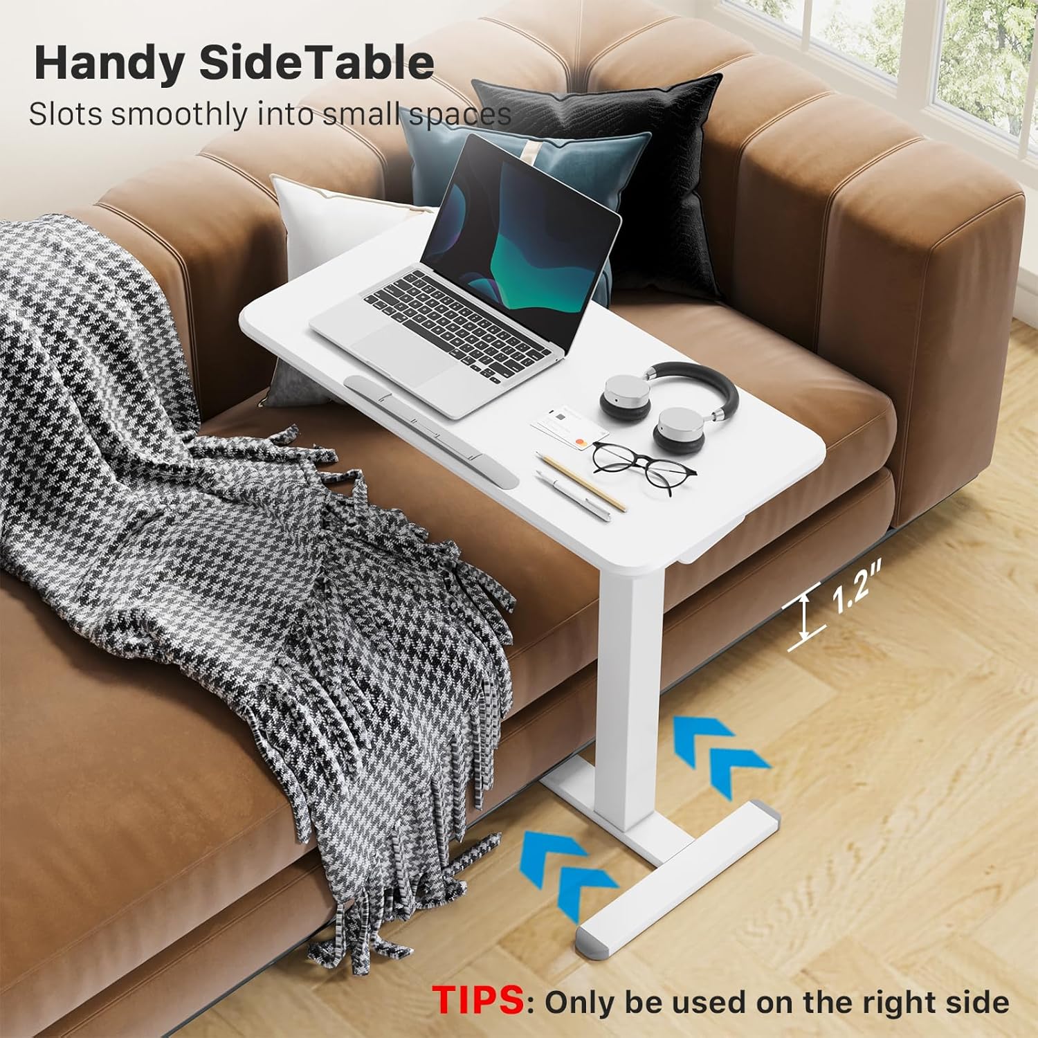 Escritorio móvil de pie, escritorio de altura ajustable para laptop, mesa de noche inclinable de 90, escritorio portátil para computadora con
