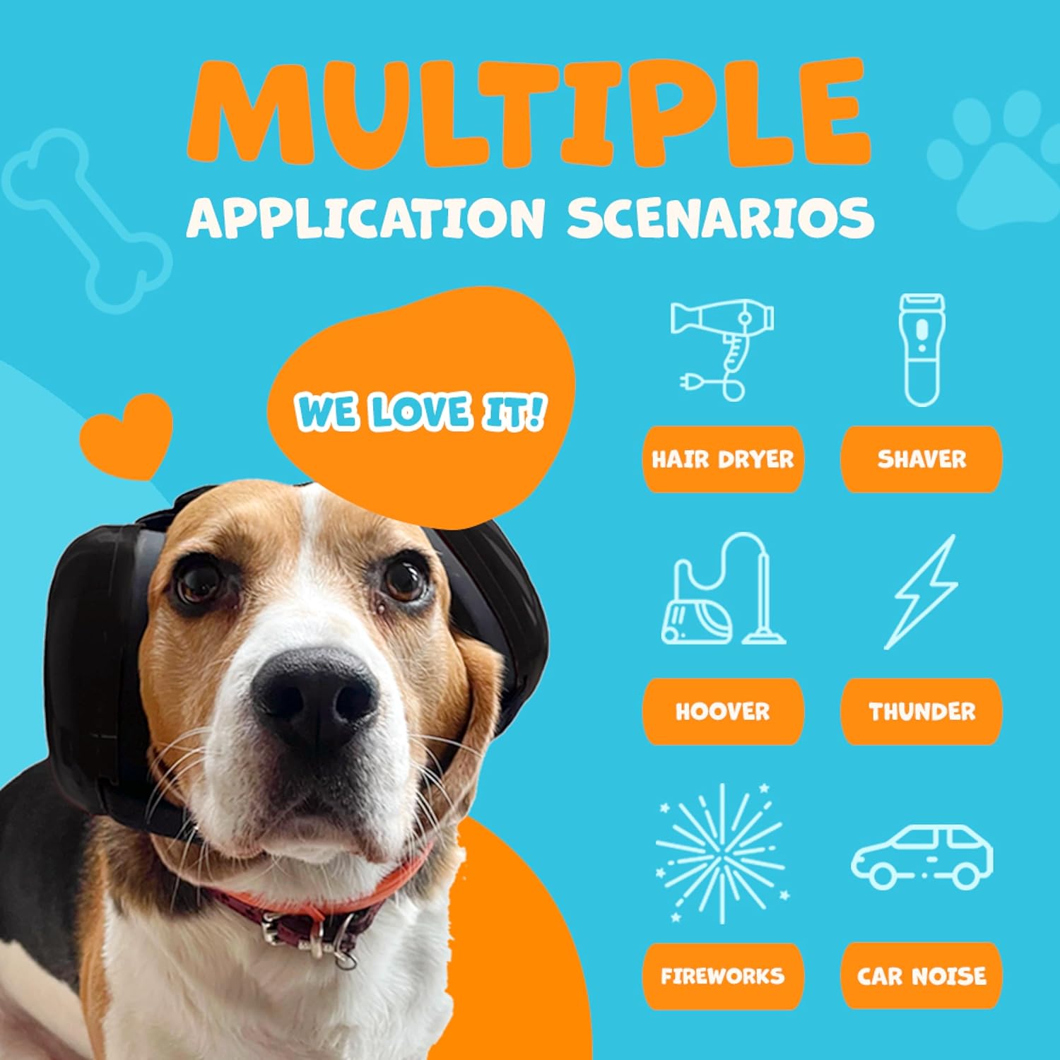 Orejeras para perros para protección contra el ruido y cuello calmante, talla M, son demasiado grandes para chiguaguas, ansiedad del perro,