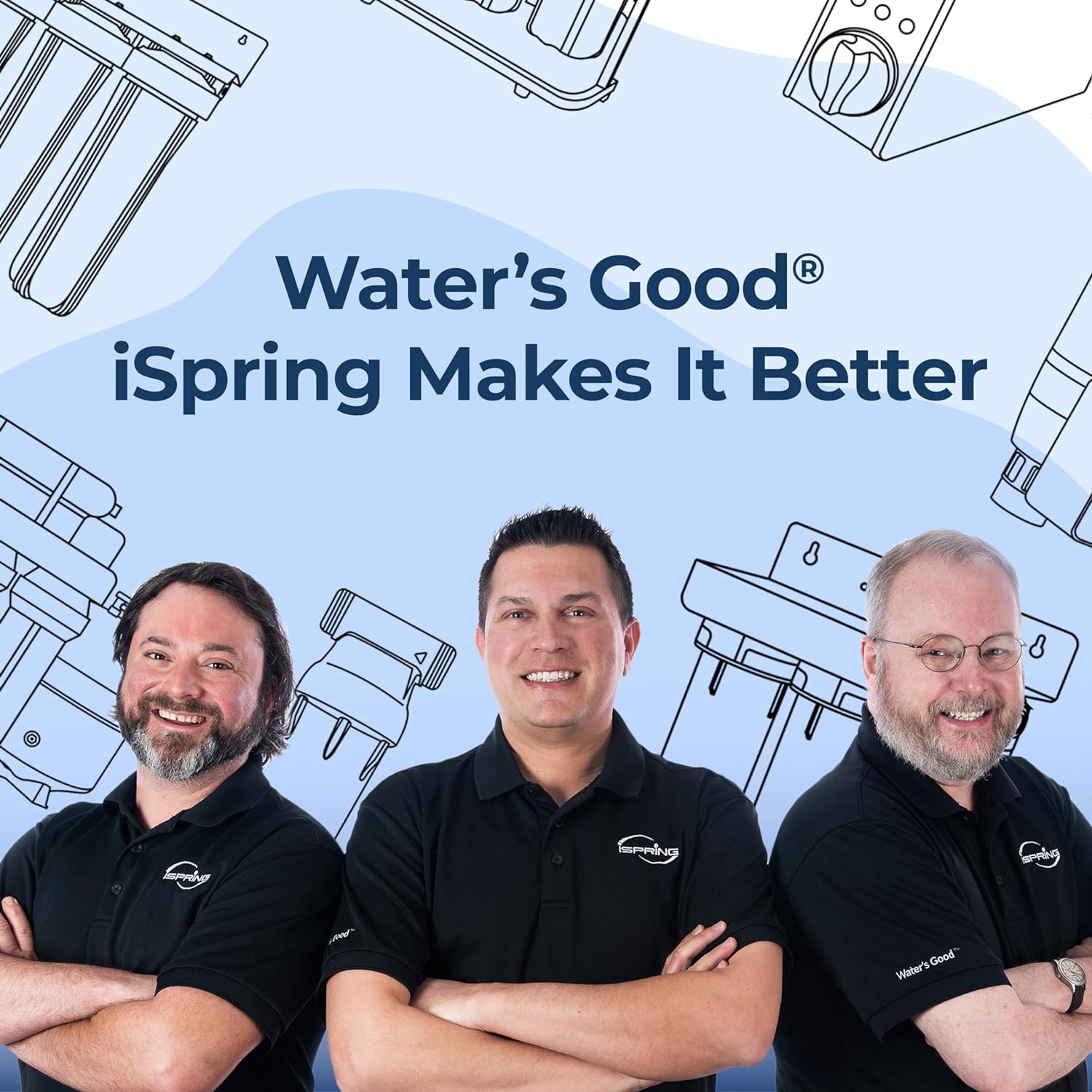 iSpring WGB22BM Sistema de filtración de agua de 2 etapas para toda la casa con bloque de carbono de 20 x 4.5 pulgadas y filtros reductores de
