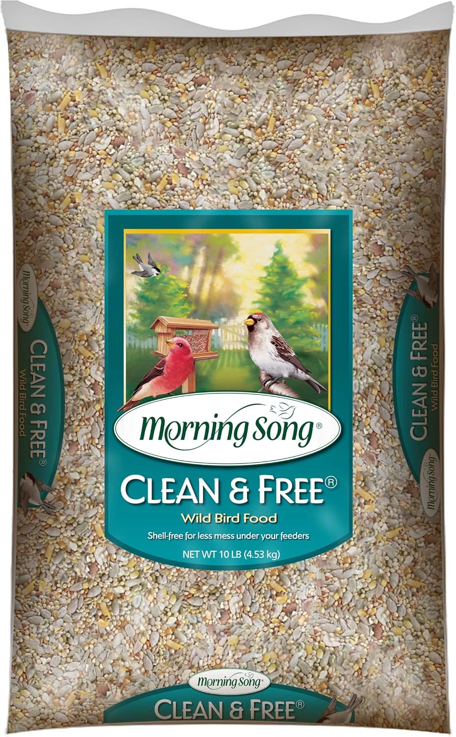 Morning Song Clean & Free – Alimento para pájaros silvestres sin cáscara, sin ensuciar, para comederos exteriores, bolsa de 10 libras y Wagner’s