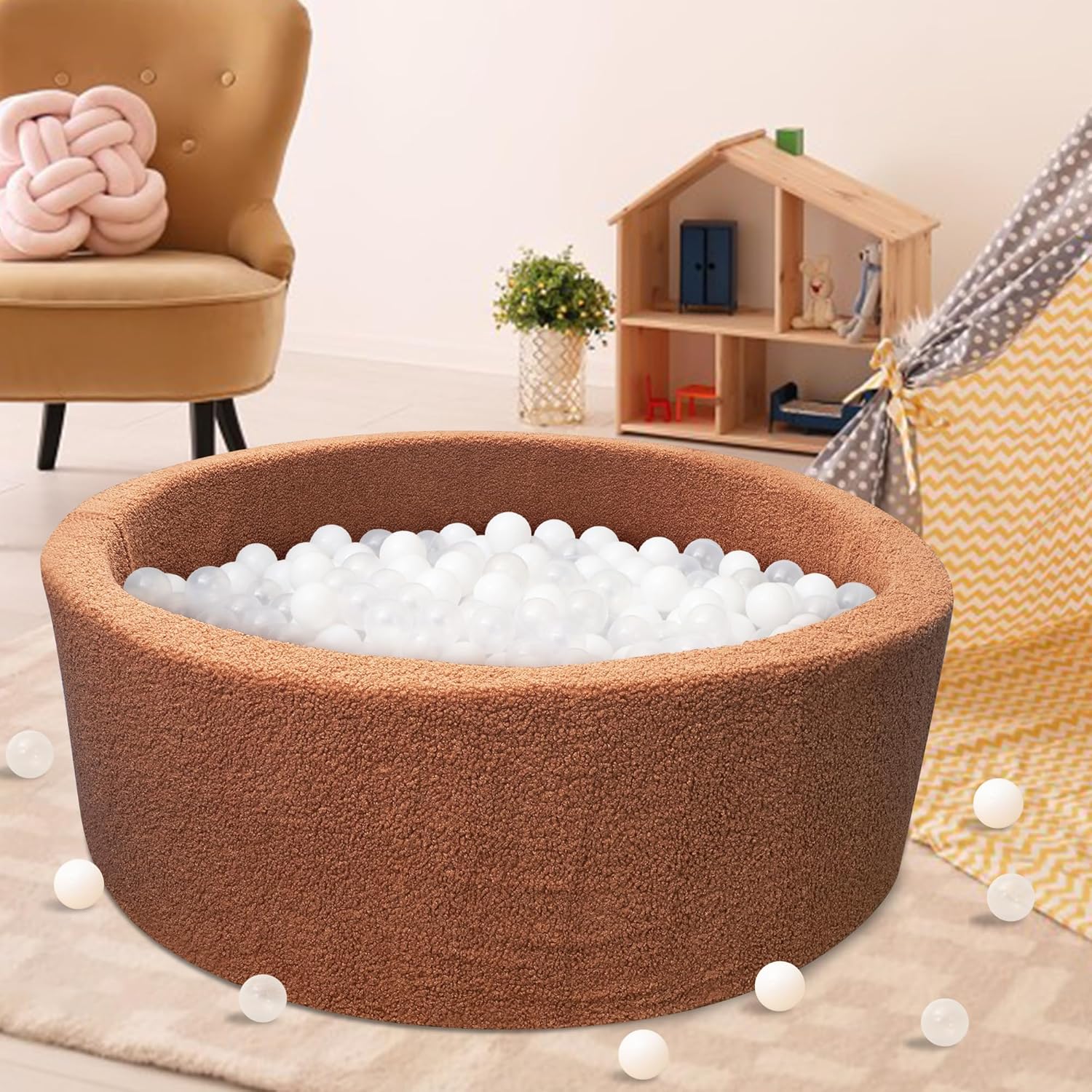 MEOGETY Piscina de bolas de espuma para niños pequeños, bebés, perros y gatos, piscina suave para bebés y bebés, regalos para niñas y niños, bolas