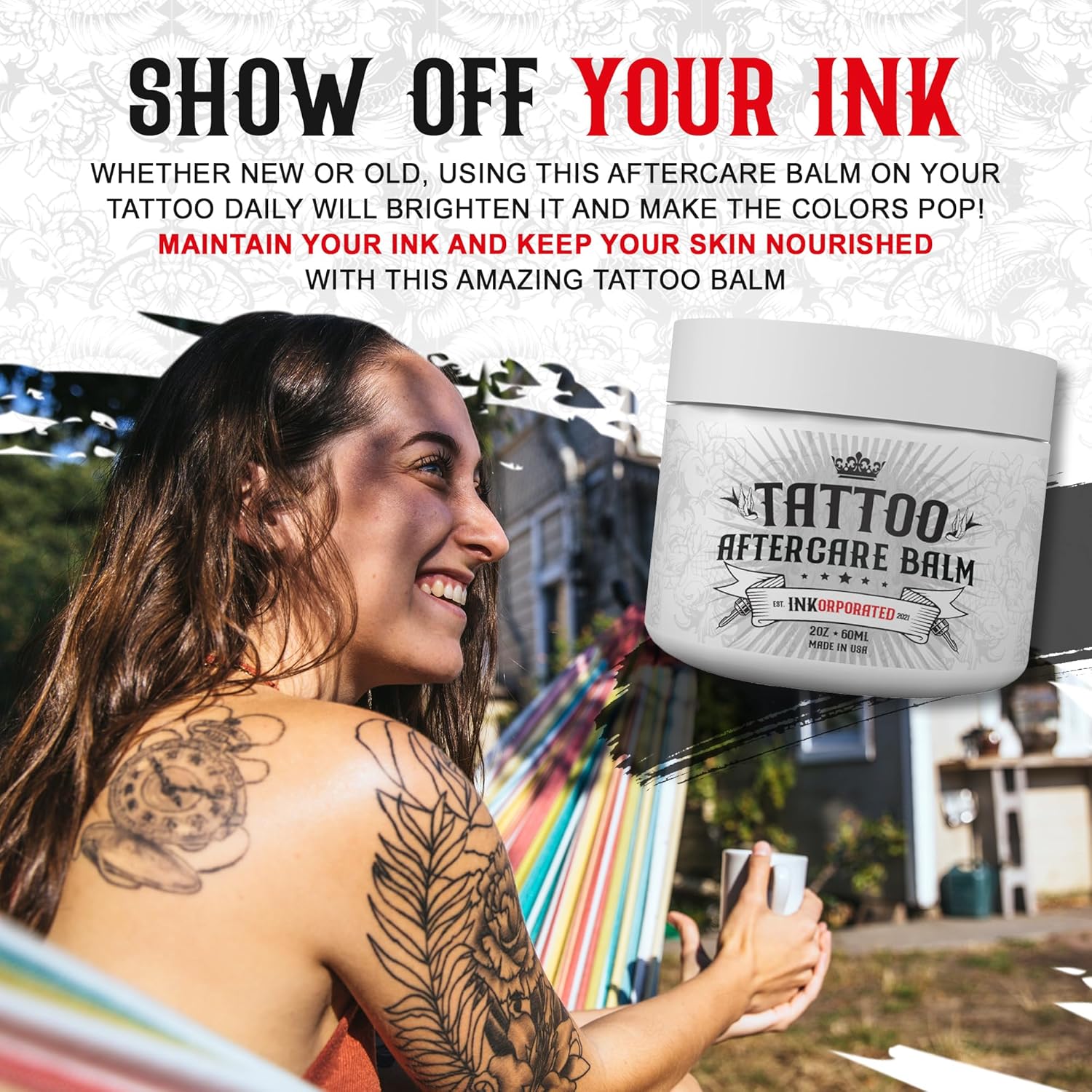 Bálsamo curativo de cuidado posterior de tatuajes, loción para tatuajes y crema hidratante para hinchazón, enrojecimiento, irritación, bálsamo para