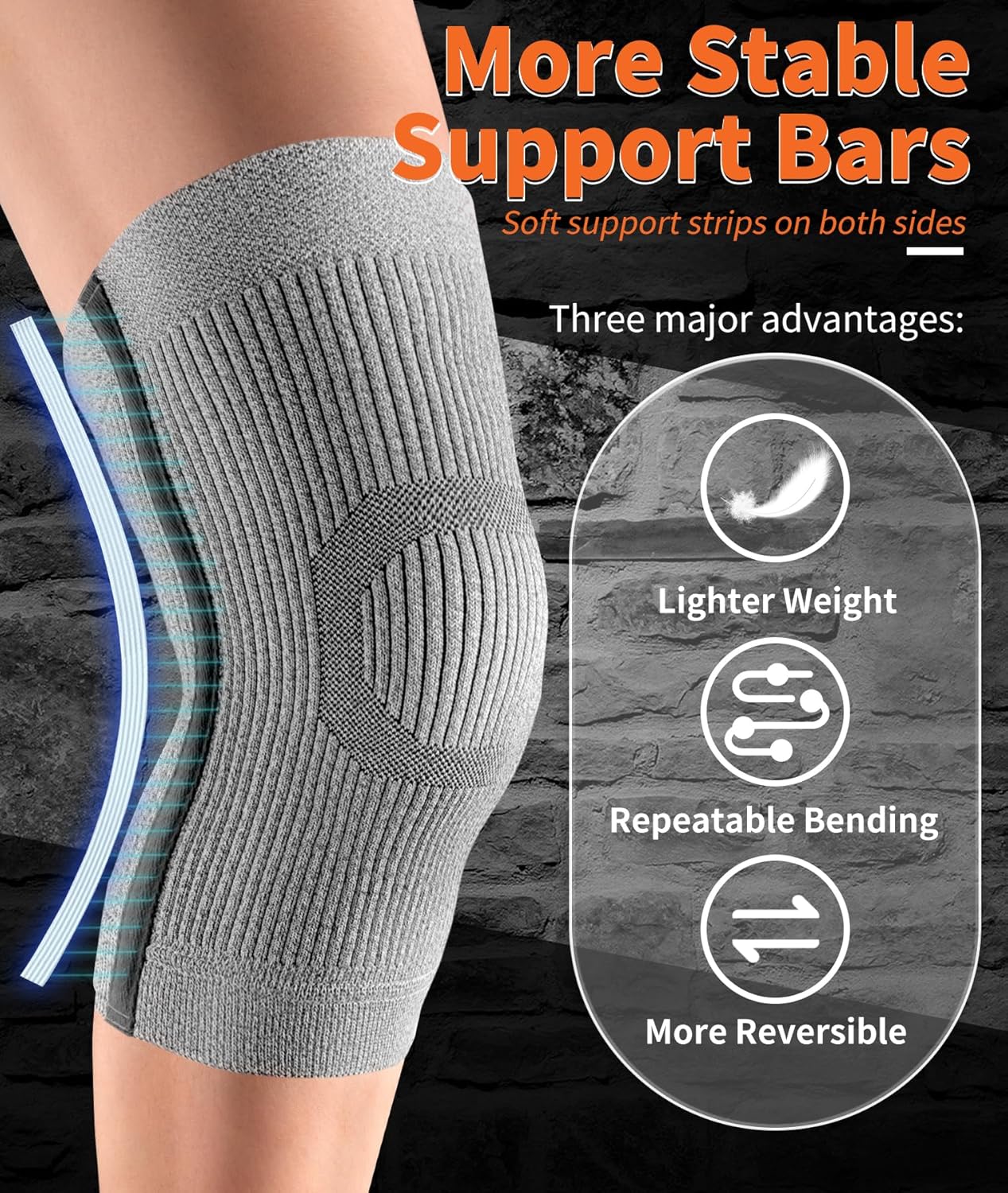 ZEAMO – Rodilleras para dolor de rodilla, mujeres y hombres, manga de compresión de rodilla con germanio y fibra de carbono para dolor de rodilla,