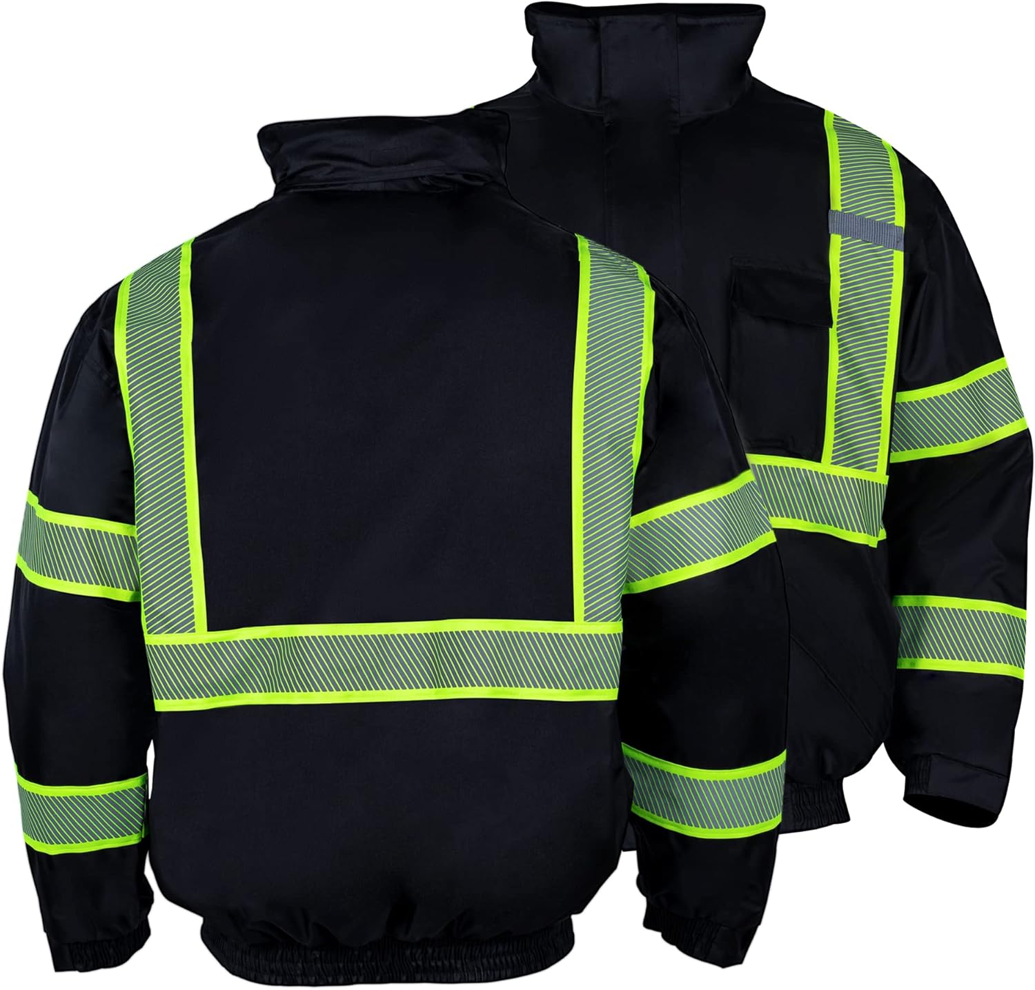 VENDACE Hi Vis – Chaquetas de invierno reflectantes de seguridad para hombre, forro polar con forro polar ANSI Clase 1, chaqueta de alta
