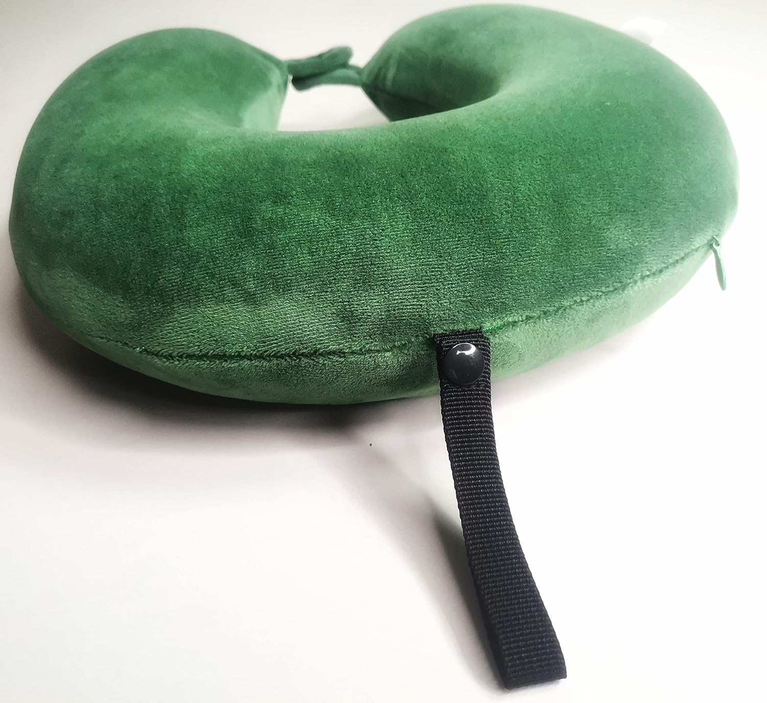 Almohada de cuello de espuma viscoelástica de viaje con correa a presión, para avión, tren o coche, funda cómoda y suave, funda extraíble, lavable a