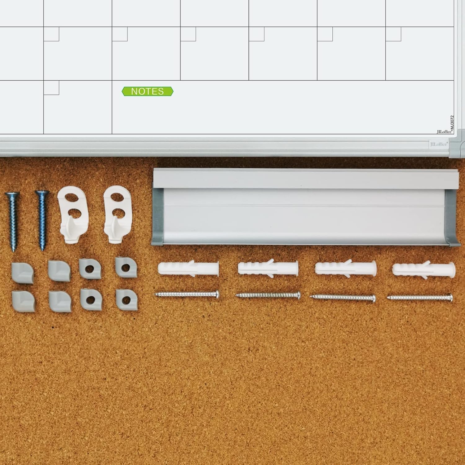 JILoffice Calendario mensual de borrado en seco de 15 x 12 pulgadas, pizarra de borrado en seco de doble cara, tablero de calendario, marco de
