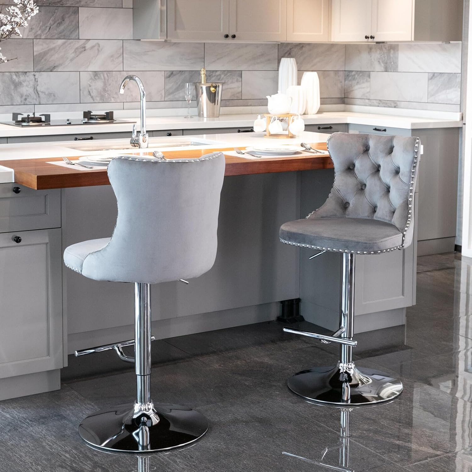 MODADA Silla de barra de altura ajustable, altura de mostrador, silla de taller de montaje simple, taburetes de bar giratorios de 360 grados, altura