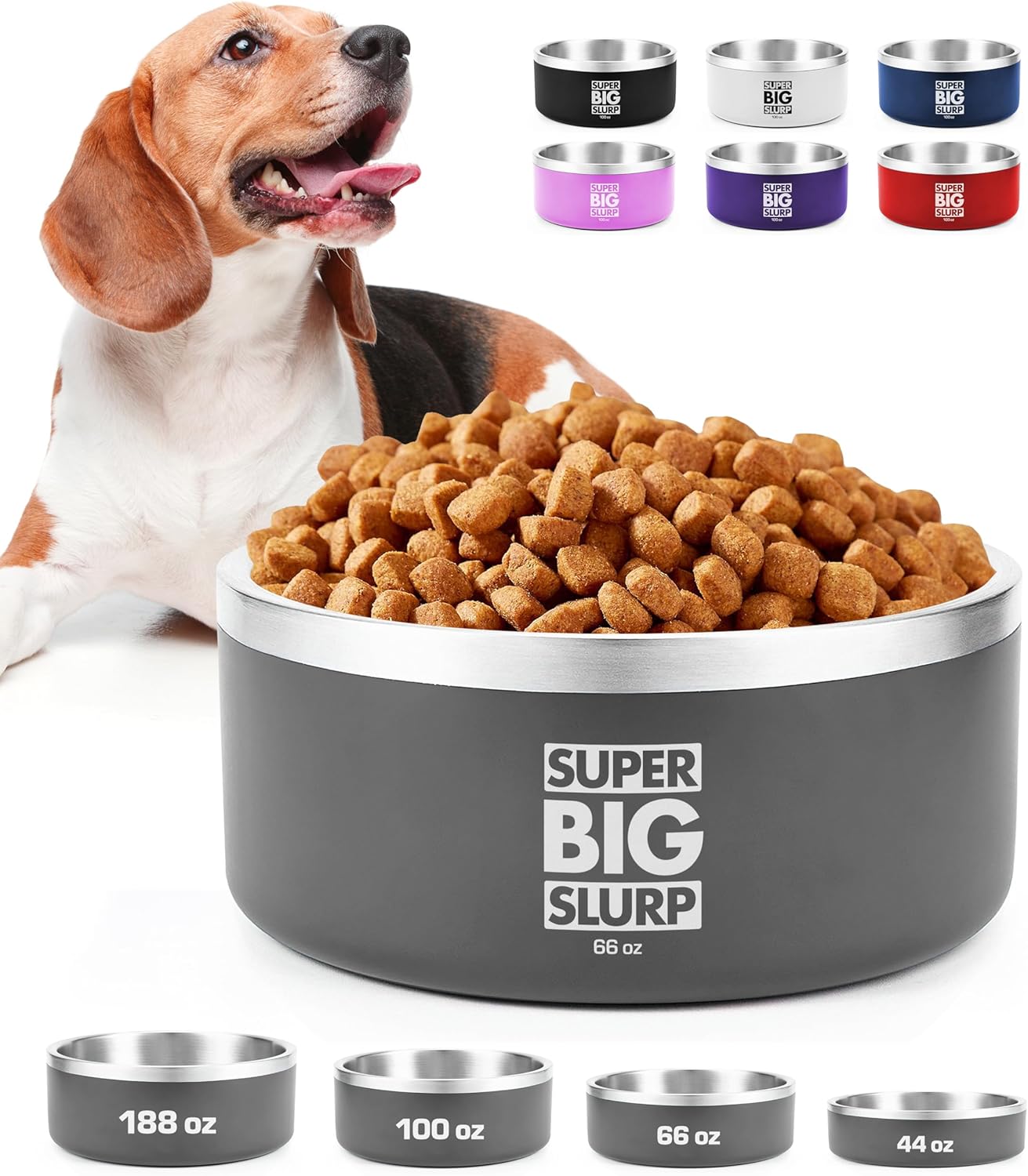 Tuff Pupper Tazón aislado resistente para perros, plato de comida de acero inoxidable de doble pared, antideslizante, a prueba de derrames, apto