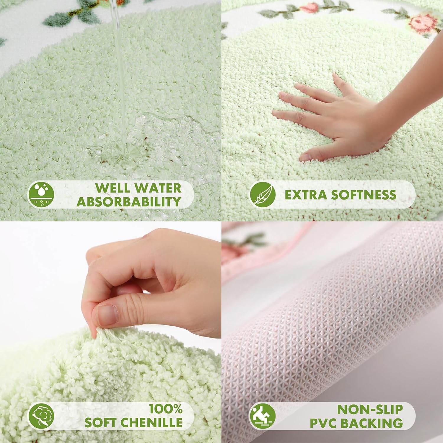 Barelove Hermosas alfombras florales para sala de estar, dormitorio, alfombra de baño ultra suave, cómoda alfombra antideslizante moderna para