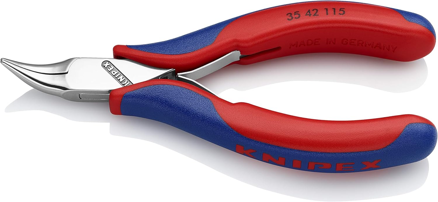 KNIPEX – 35 42 115 Herramientas – Alicates electrónicos, puntas semicirculares, ángulo de 4,5 grados, multicomponente (3542115)