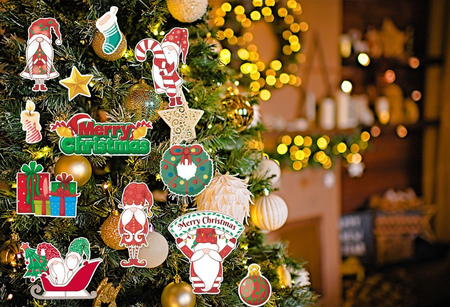 Hying Juego de 52 tableros de anuncios de Navidad, gnomos de Papá Noel, decoración de calcetines de Navidad, recortes de vacaciones de invierno,