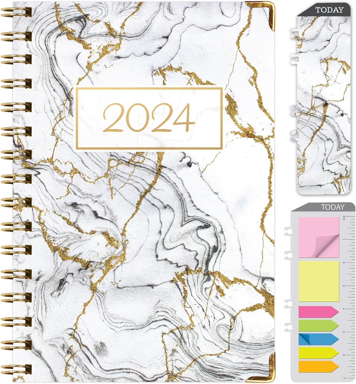 Agenda 2024 de tapa dura (noviembre de 2023 a diciembre de 2024) Agenda diaria, semanal, mensual y anual de 5.5 x 8 pulgadas. Marcador, carpeta de