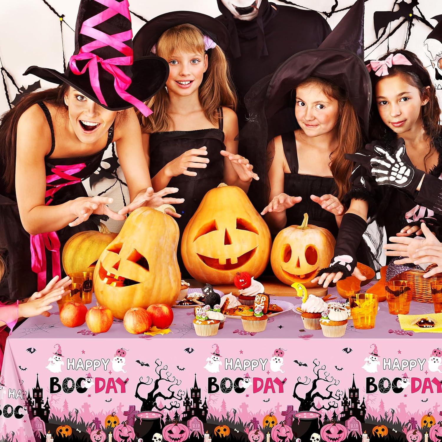 Mantel rectangular de plástico para fiesta de Halloween, 3 unidades, para Halloween, cumpleaños, baby shower, 54 x 108 pulgadas