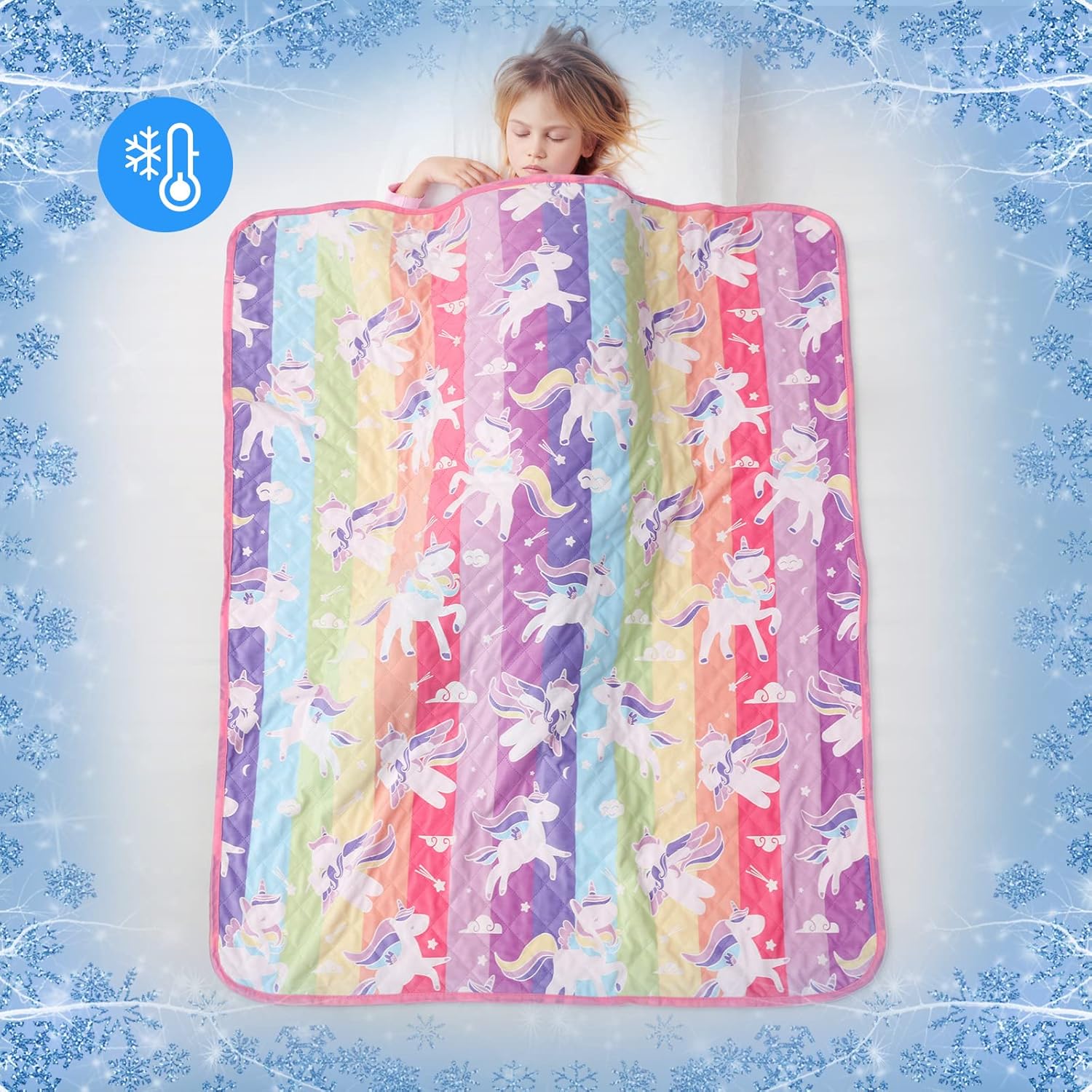 LIFEYJ Mantas refrescantes para durmientes acalorados, manta que brilla en la oscuridad, regalos de unicornios para niñas, Q-Max 0.4, manta fresca