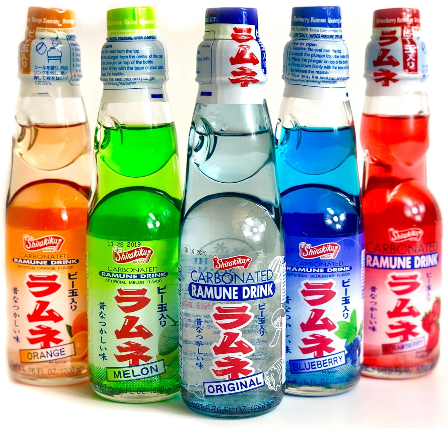 Ramune – Paquete variado de 3 refrescos japoneses Shirakiku, múltiples sabores, caja de regalo de bebida japonesa (5 unidades)
