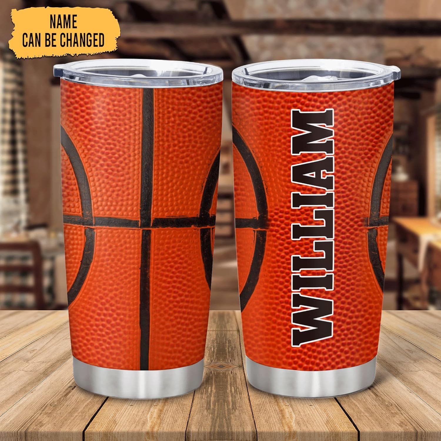 Hyturtle Vaso de baloncesto personalizado  Vaso de baloncesto de acero inoxidable con nombre personalizado, 20 onzas con tapa con pajilla, regalos