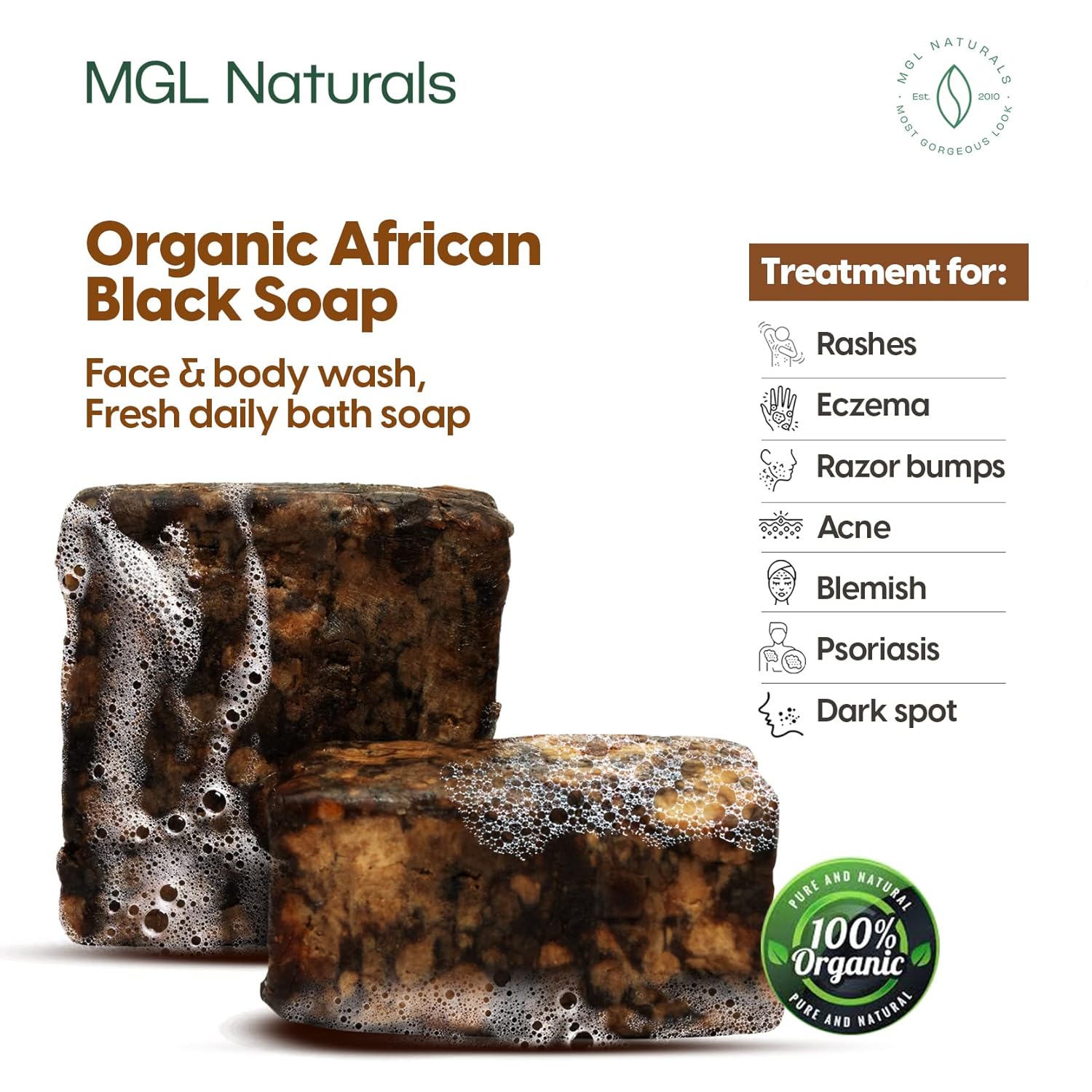 Jabón negro africano crudo en olla de coco  Premium y orgánico  Limpieza profunda facial y corporal. Para acné, eccema y manchas oscuras. (16)