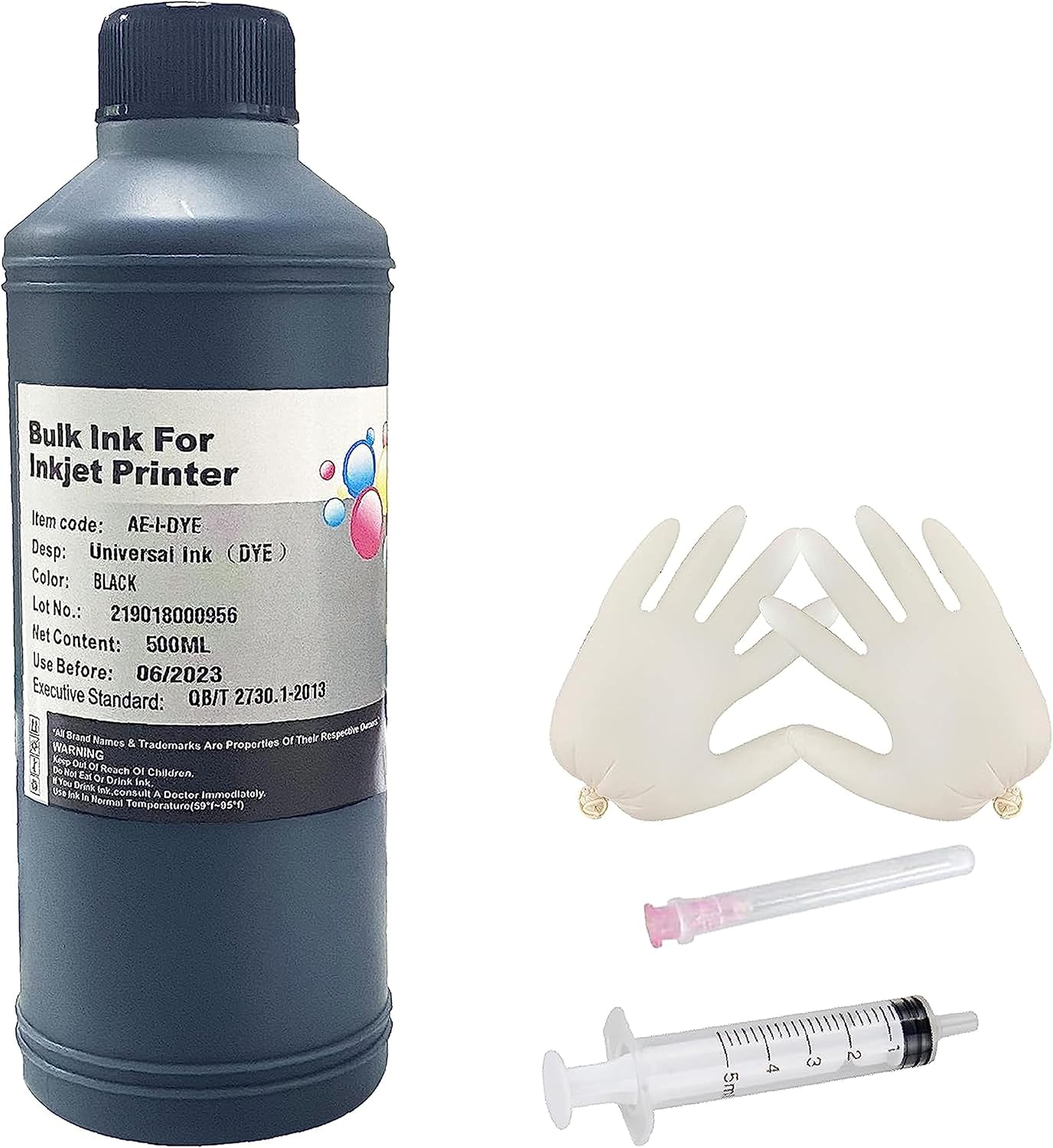 Black Ink – Kit de tinta de repuesto universal de tinta de 16.9 fl oz, funciona para impresoras Canon HP Epsn Brother Injet, cartucho recargable,