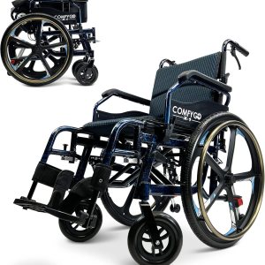 Silla de ruedas autopropulsada plegable y ligera – Sillas de ruedas de transferencia autopropulsadas, ancho de asiento de 17.5 pulgadas, edición Silla de ruedas autopropulsada plegable y ligera – Sillas de ruedas de transferencia autopropulsadas, ancho de asiento de 17.5 pulgadas, edición