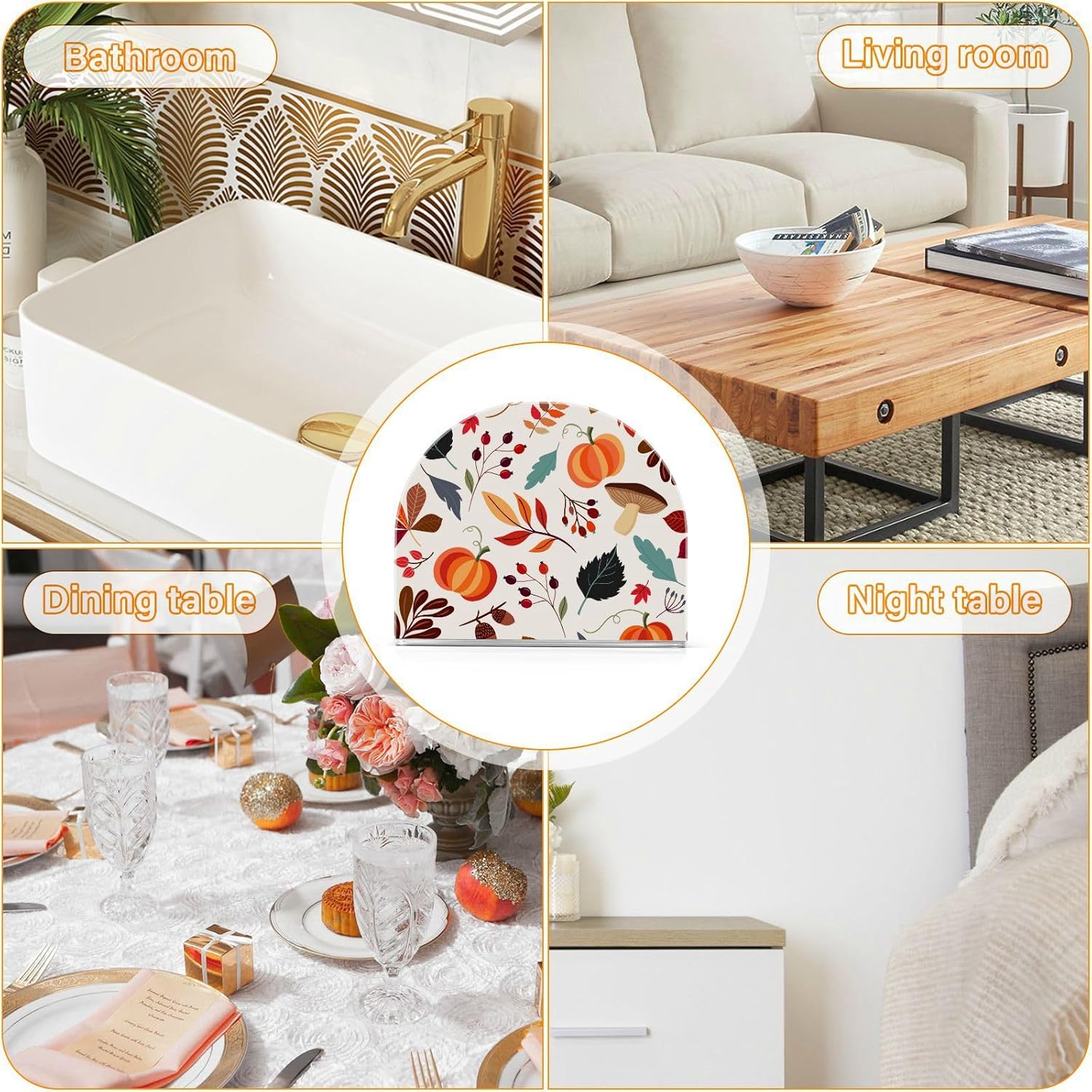 Servilletero de otoño de calabaza para mesa, dispensadores de servilletas de tejido acrílico, servilleteros de cóctel para fiestas, bodas, eventos,